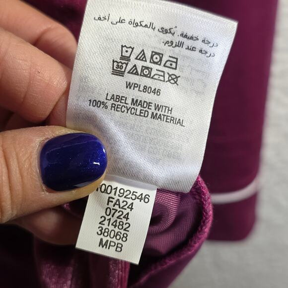 INC NWT XL Pink Velvet w White trim Shawl W belt Top Buttondown Relaxing Lounge - Picture 12 of 14